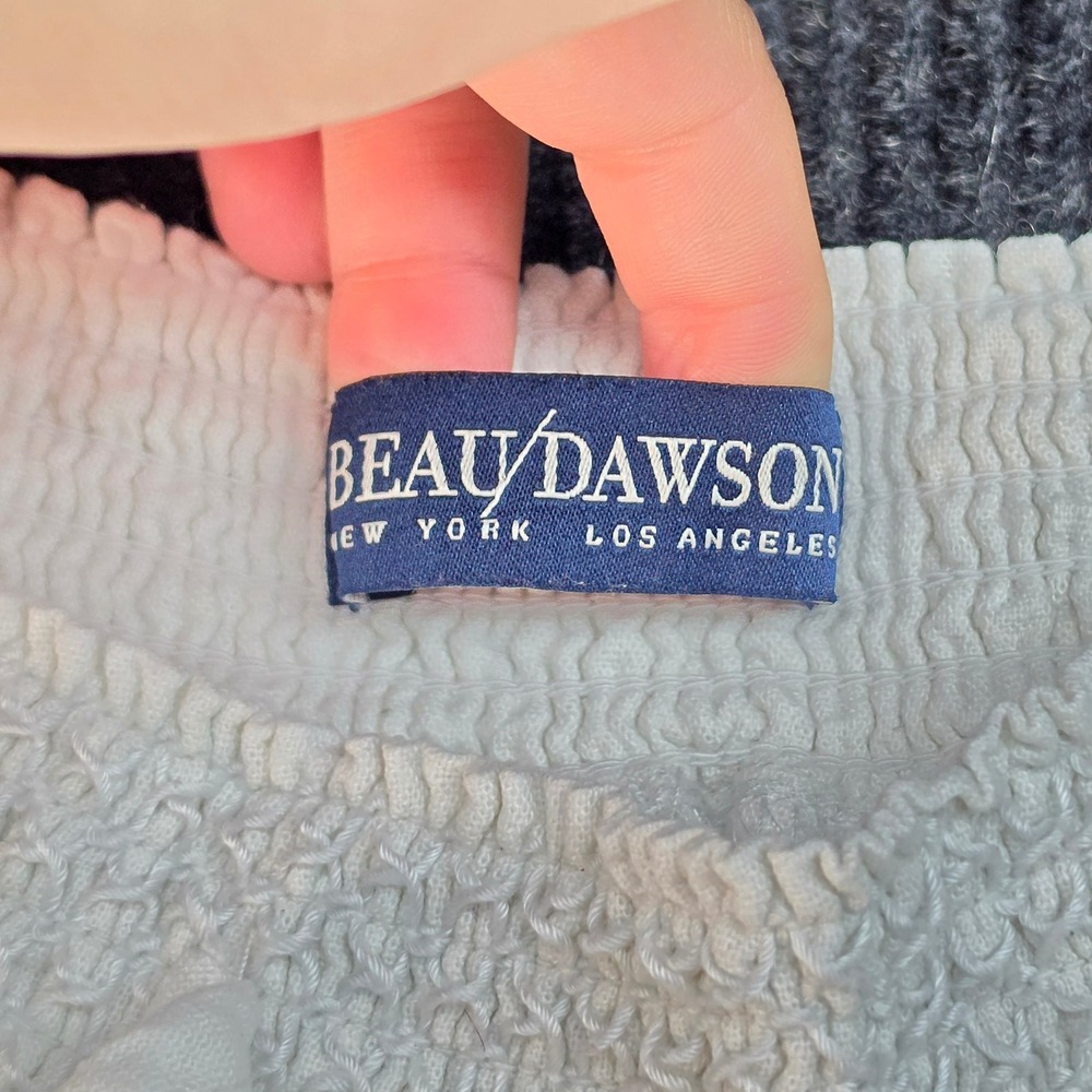Beau Dawson White Linen Blend Smocked Waist Wide Leg Pants M2584AVB-OP Small - Picture 3 of 9